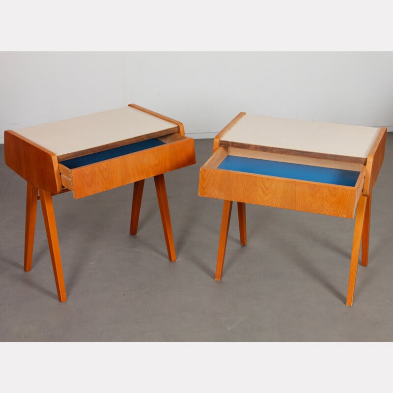 Paire de tables de nuit vintage en bois et formica, 1970