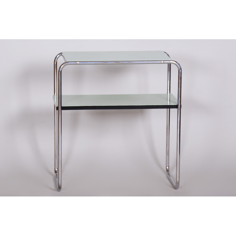 Table d'appoint vintage en acier chromé et plaqué par Marcel Breuer pour Thonet, Allemagne 1930