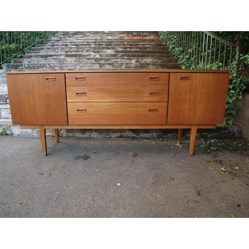 teak sideboard with 3 elements and 3 drawers - 1960s