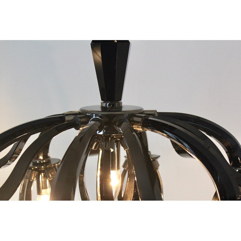 Lámpara vintage de cristal negro de Barovier y Toso, Italia