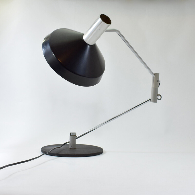 Vintage black lacquered metal lamp model 50 S by Rico Baltensweiler, Switzerland 1961