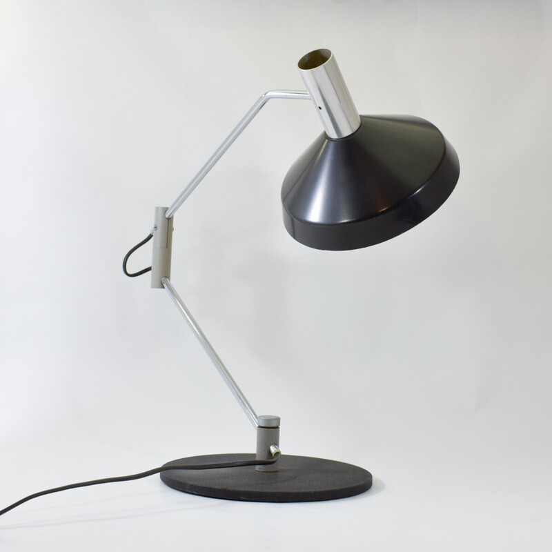 Vintage black lacquered metal lamp model 50 S by Rico Baltensweiler, Switzerland 1961