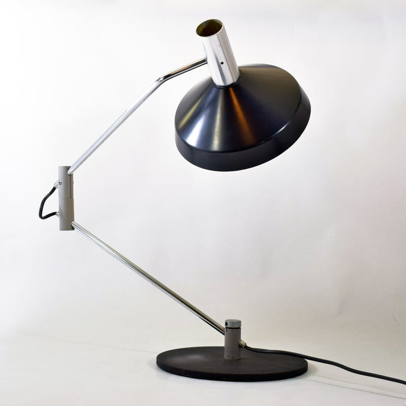 Vintage black lacquered metal lamp model 50 S by Rico Baltensweiler, Switzerland 1961