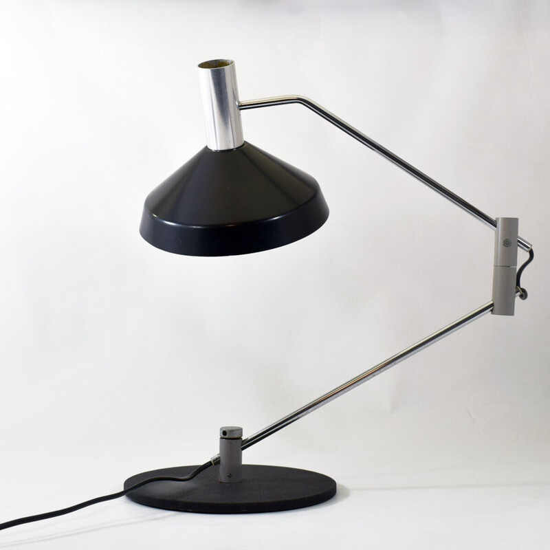 Lampe vintage en métal laqué noir modèle 50 S de Rico Baltensweiler, Suisse 1961