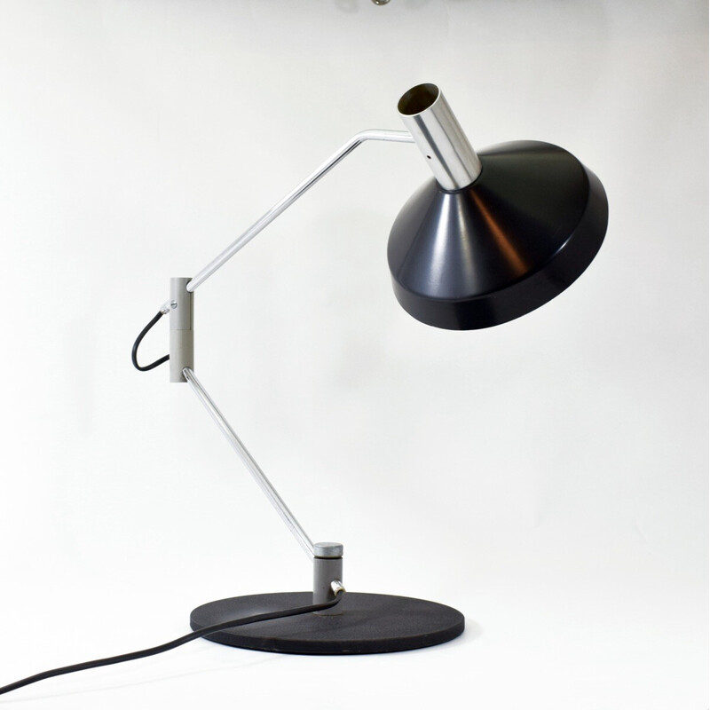 Vintage black lacquered metal lamp model 50 S by Rico Baltensweiler, Switzerland 1961