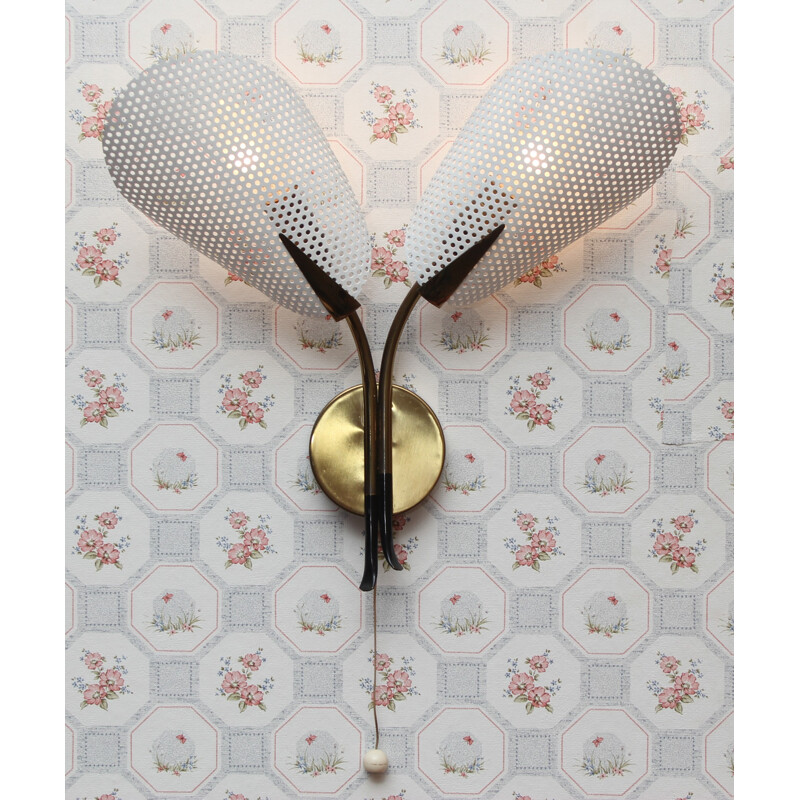 Wall-lamp in brass and perforated metal - 1950s