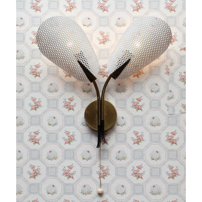 Wall-lamp in brass and perforated metal - 1950s