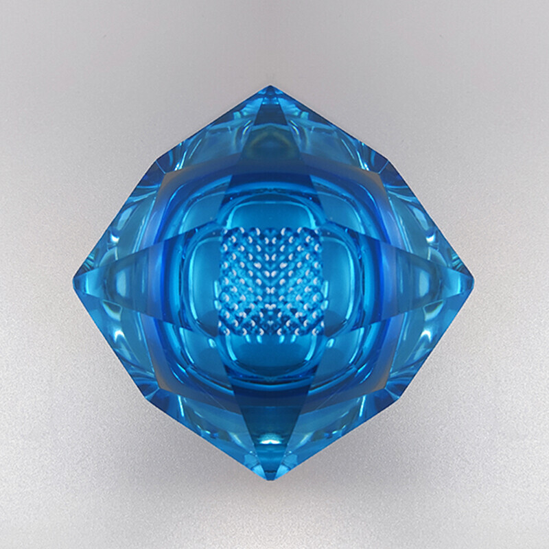 Vintage blue ashtray by Flavio Poli for Seguso, Italy 1960s