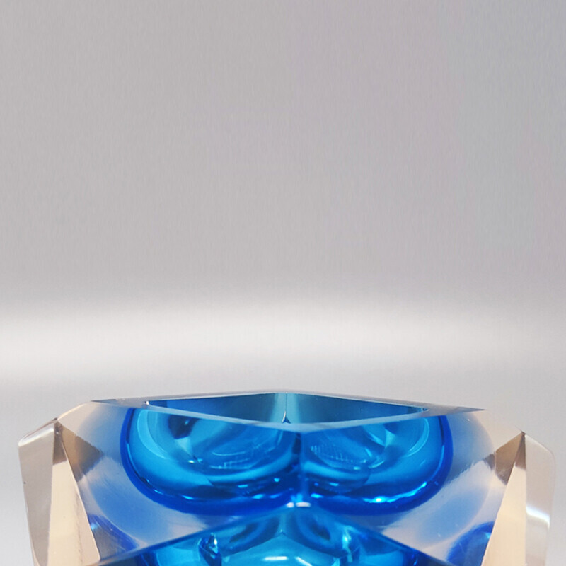 Vintage blue ashtray by Flavio Poli for Seguso, Italy 1960s