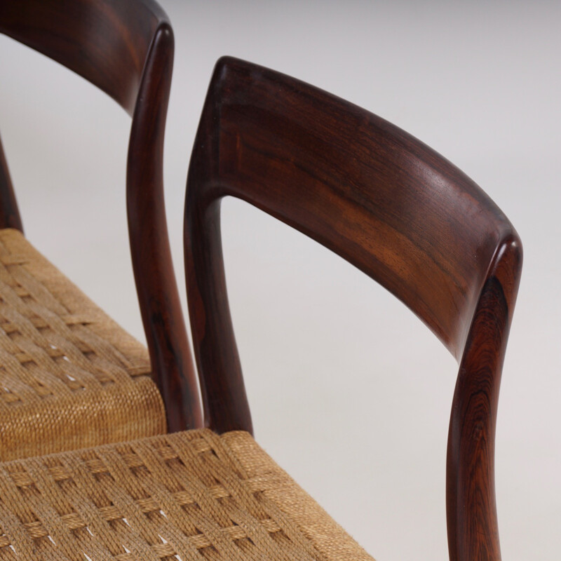 Set of 4 rosewood dining chairs model 77 by Niels Moller - 1960s