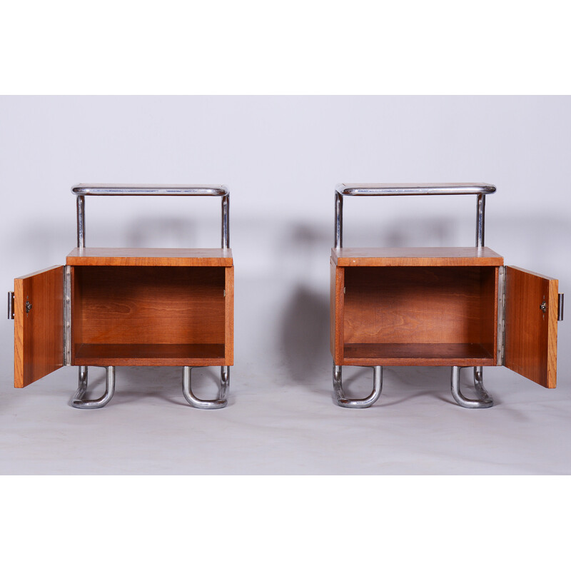 Pair of vintage oakwood night stands by Mucke-Melder, Czechoslovakia 1930