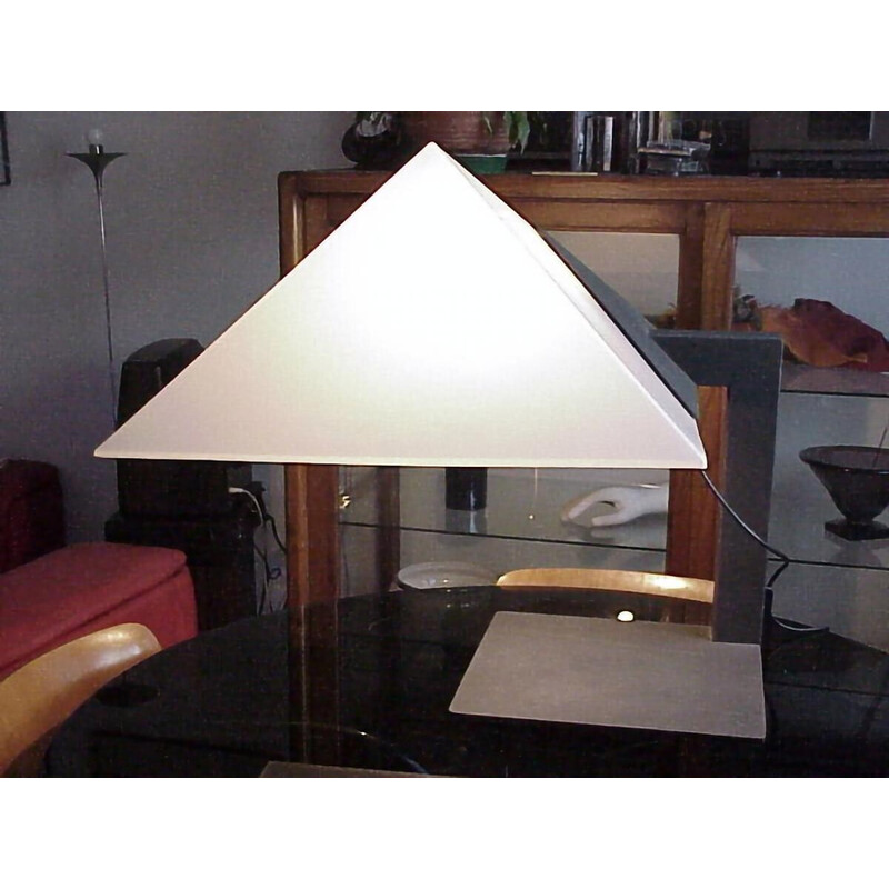 Lampe de table vintage à pied en métal laqué noir "Pitagora" par Elio Martinelli pour Martinelli Luce, 1970