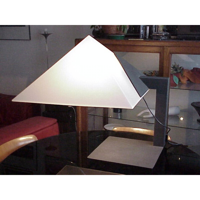 Vintage foot black lacquered metal table lamp “Pitagora” by Elio Martinelli for Martinelli Luce, 1970