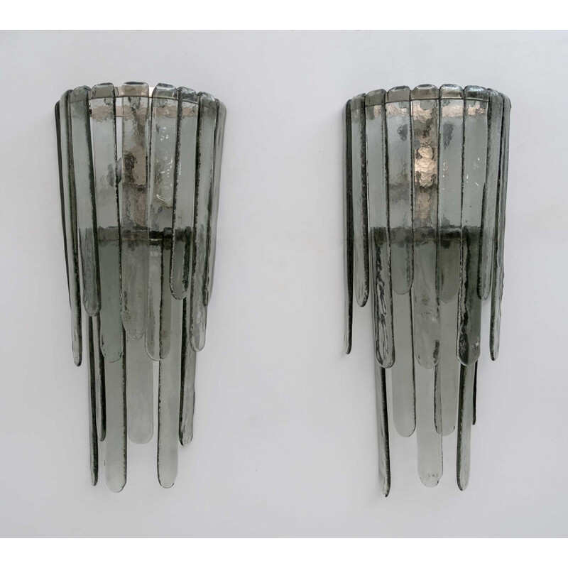 Pair of vintage wall lamps cascade in Murano glass by Carlo Nason for Mazzega, 1960