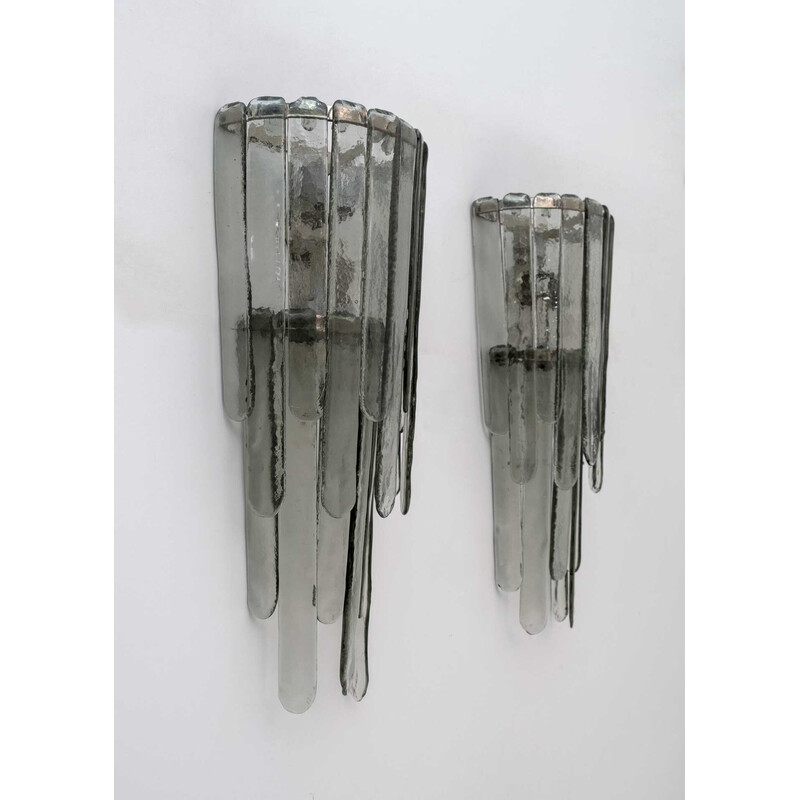 Pair of vintage wall lamps cascade in Murano glass by Carlo Nason for Mazzega, 1960