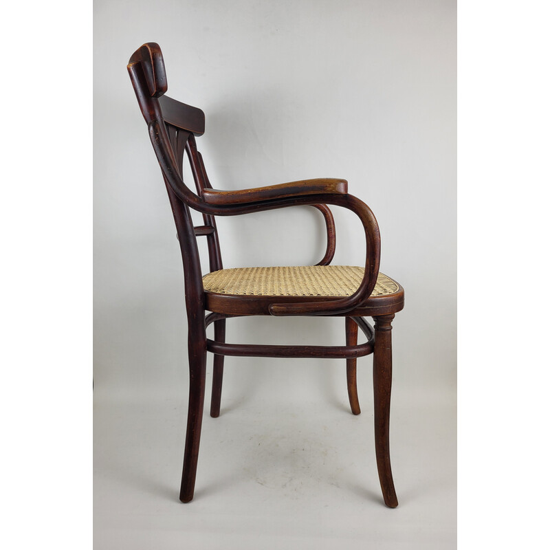 Vintage gebogen houten fauteuil Thonet N°1221