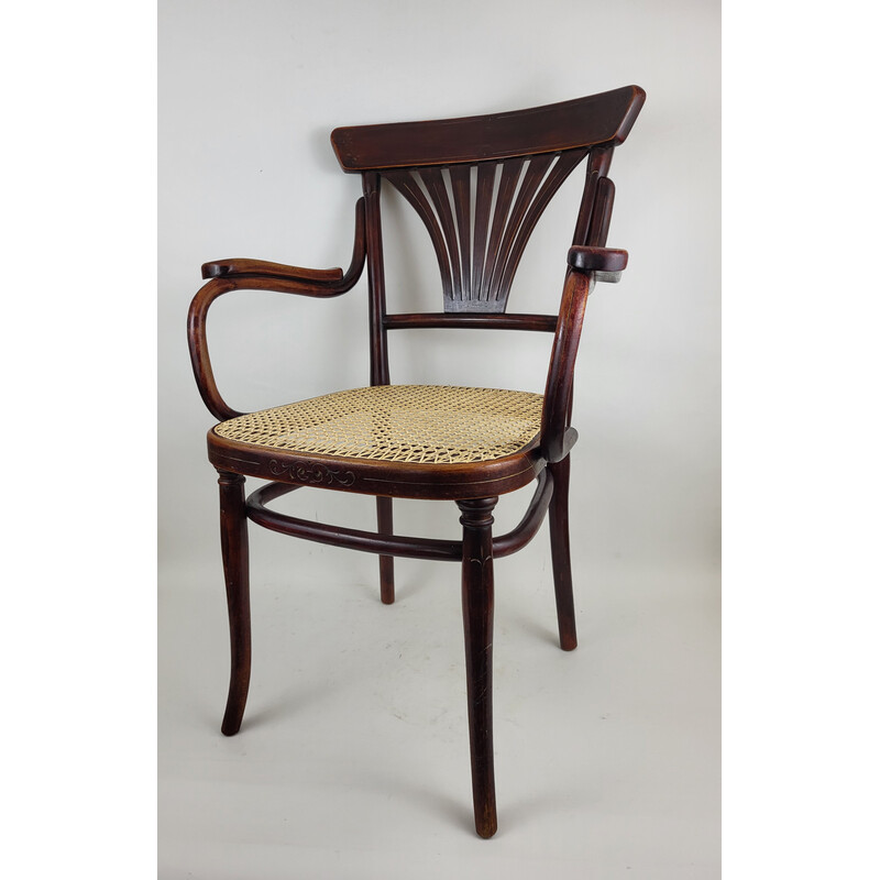 Vintage gebogen houten fauteuil Thonet N°1221
