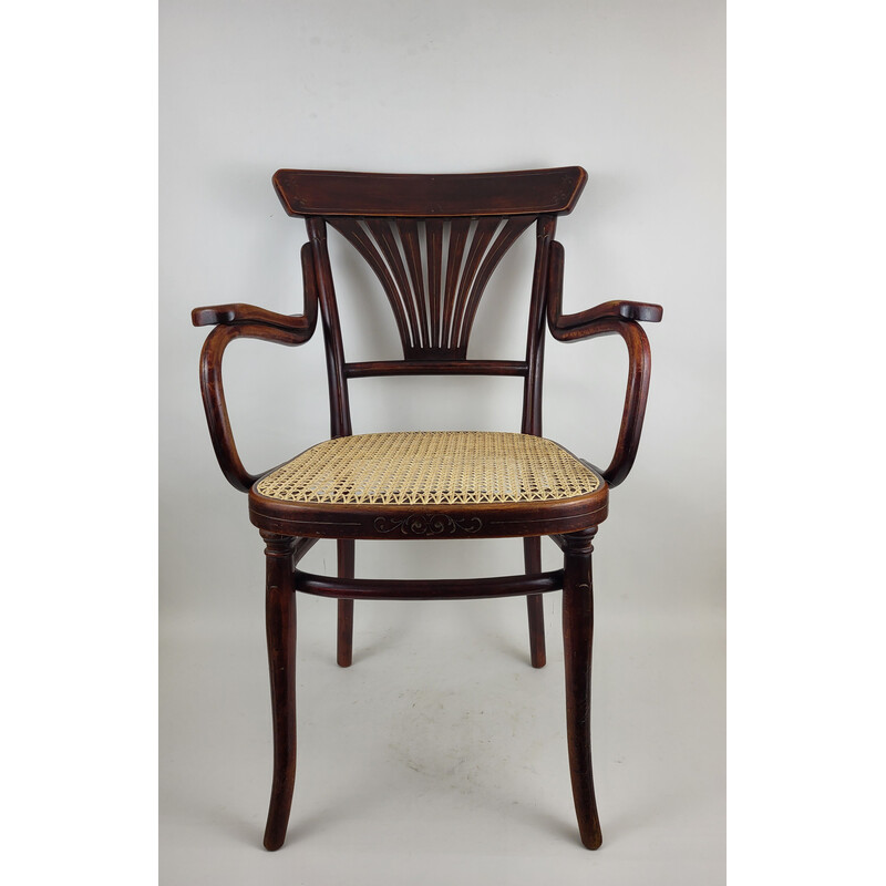 Vintage gebogen houten fauteuil Thonet N°1221