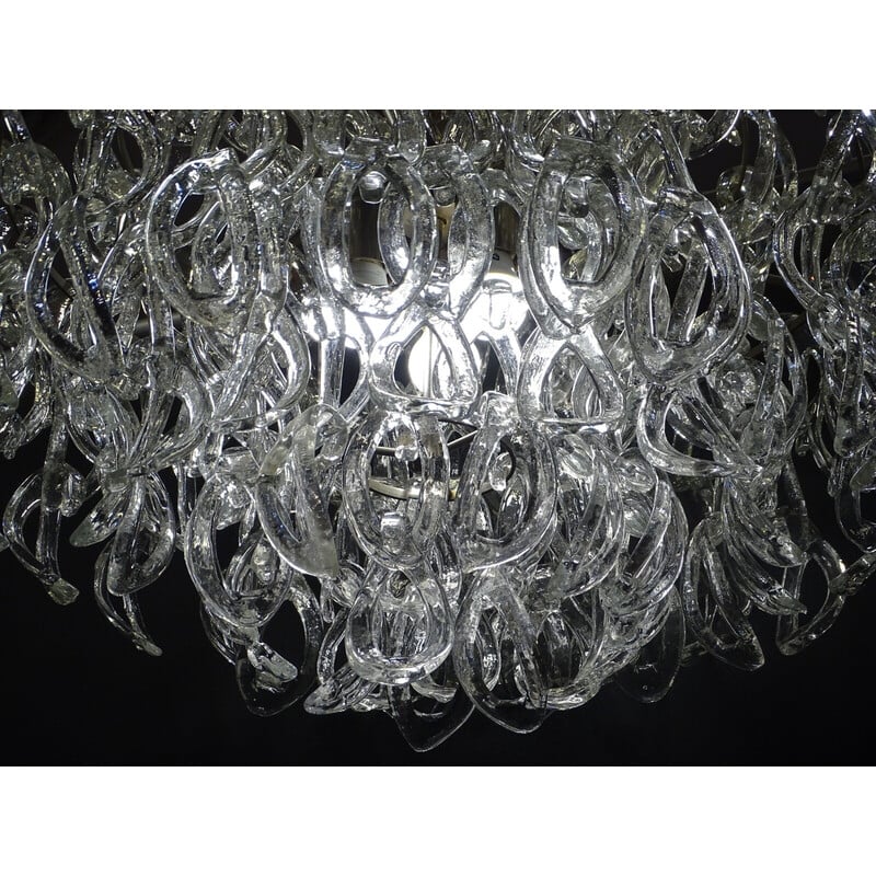 Vintage Murano glass ceiling lamp by Angelo Mangiarotti for Leucos, Italy 1970s