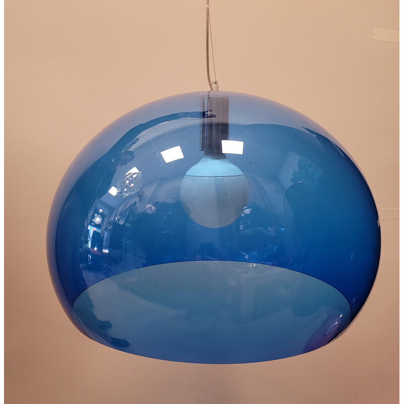 Pair of vintage pendant lamps model Fl/Y in blue and pink by Ferruccio Laviani for Kartell, Italy 1980-1990s