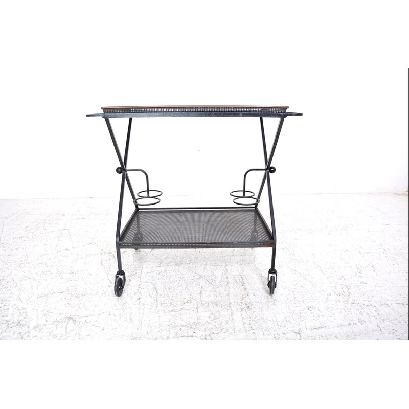 Vintage rectangular serving table by Mathieu Matégot, 1950