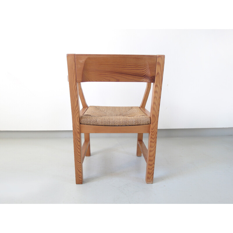 Set of 4 vintage solid pine dining chairs by Tage Poulsen for Gramrode Møbler, Denmark 1974