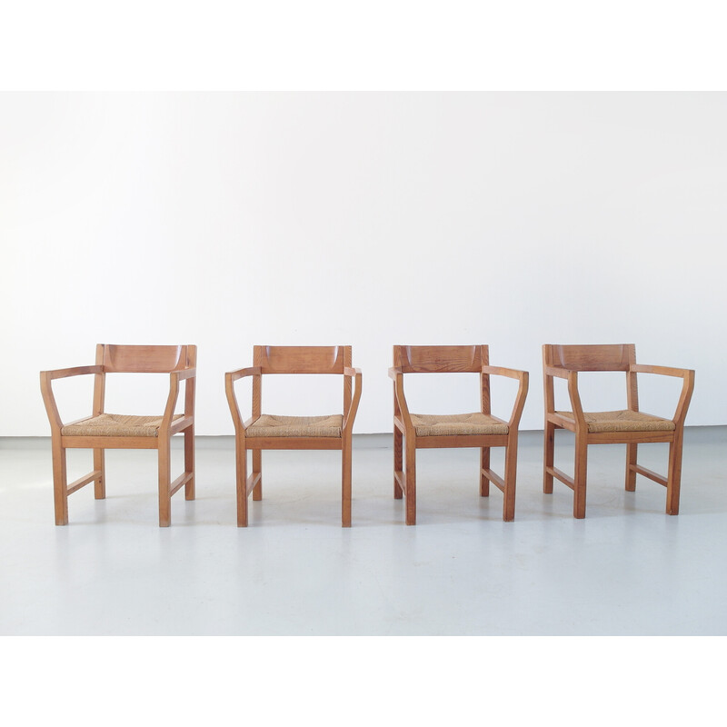 Set di 4 sedie da pranzo vintage in pino massiccio di Tage Poulsen per Gramrode Møbler, Danimarca 1974