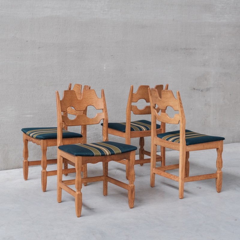 Set di 4 sedie da pranzo vintage in rovere "Razor" di Henning Kjaernulf, Danimarca 1960