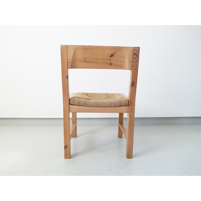 Set of 4 vintage solid pine dining chairs by Tage Poulsen for Gramrode Mobler, Denmark 1974