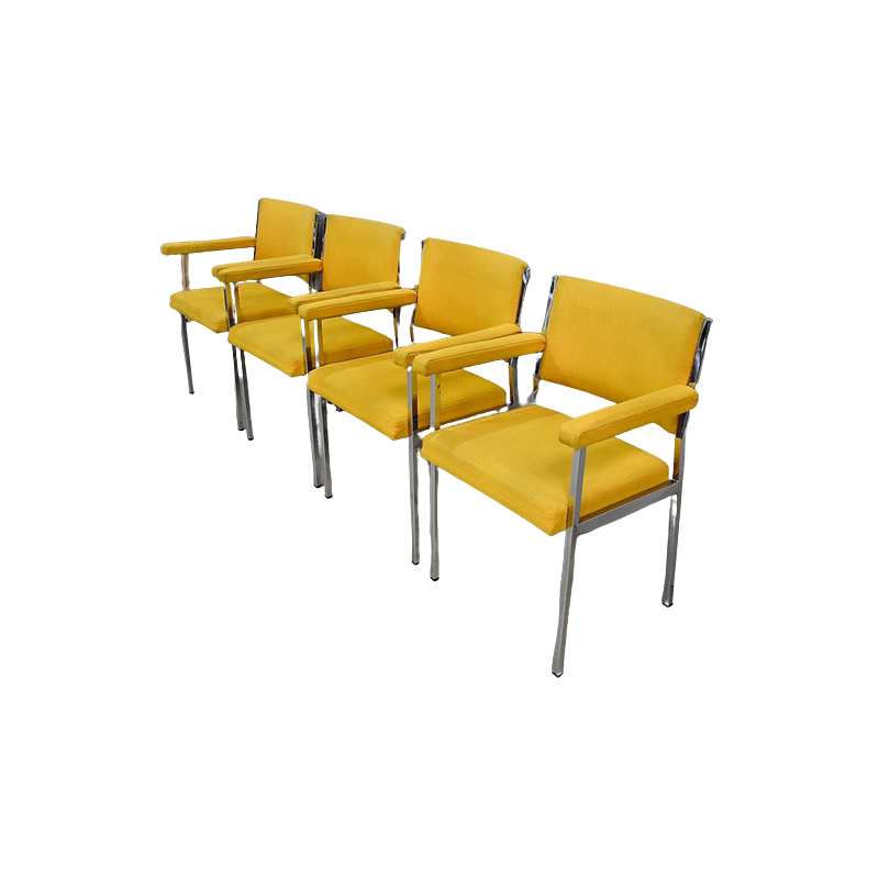 Suite von 4 Vintage-Sesseln aus verchromtem Metall, 1970