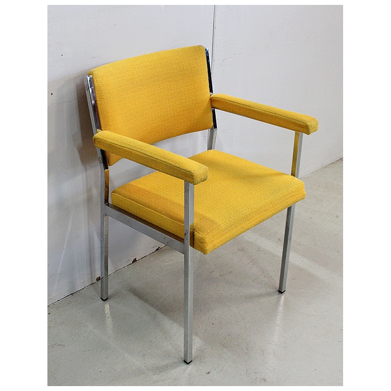 Suite de 4 fauteuils vintage en métal chromé, 1970