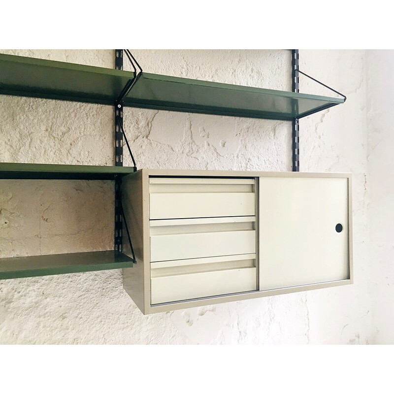 Vintage green and gray metal wall unit by Tjerk Reijenga for Pilastro, 1960