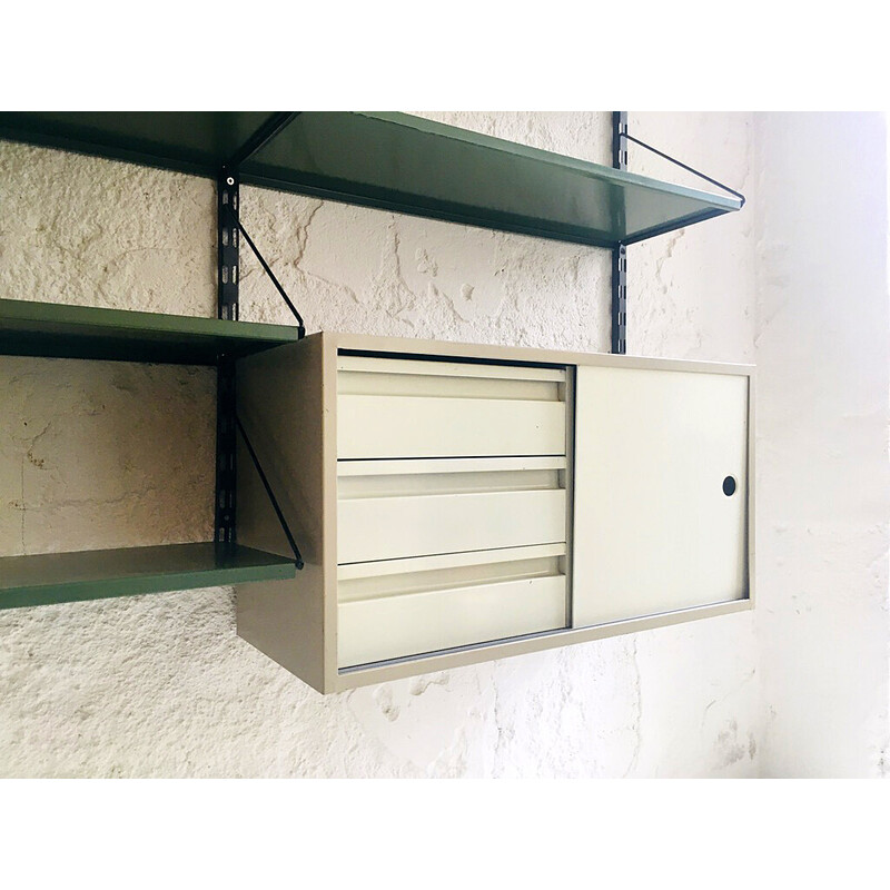 Vintage green and gray metal wall unit by Tjerk Reijenga for Pilastro, 1960