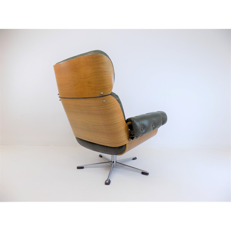Vintage fauteuil in leer 5612 van Martin Stoll voor Giroflex, 1970