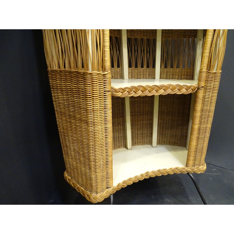 Meuble de bar vintage en bois avec tabouret, France 1960