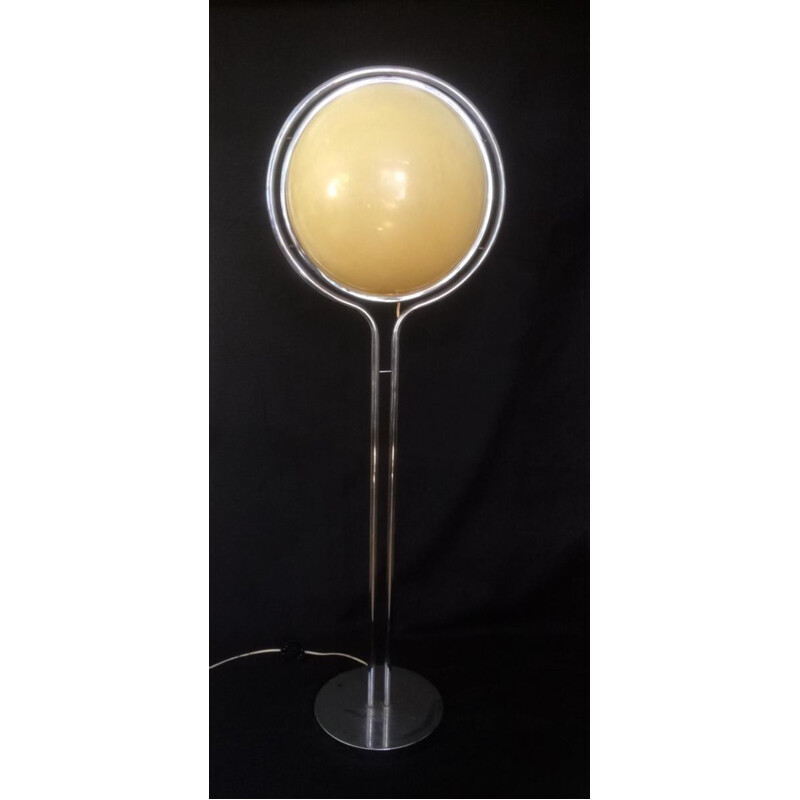 Silvery floor lamp  in metal and Plexiglas by Garrault Delord - 1970s