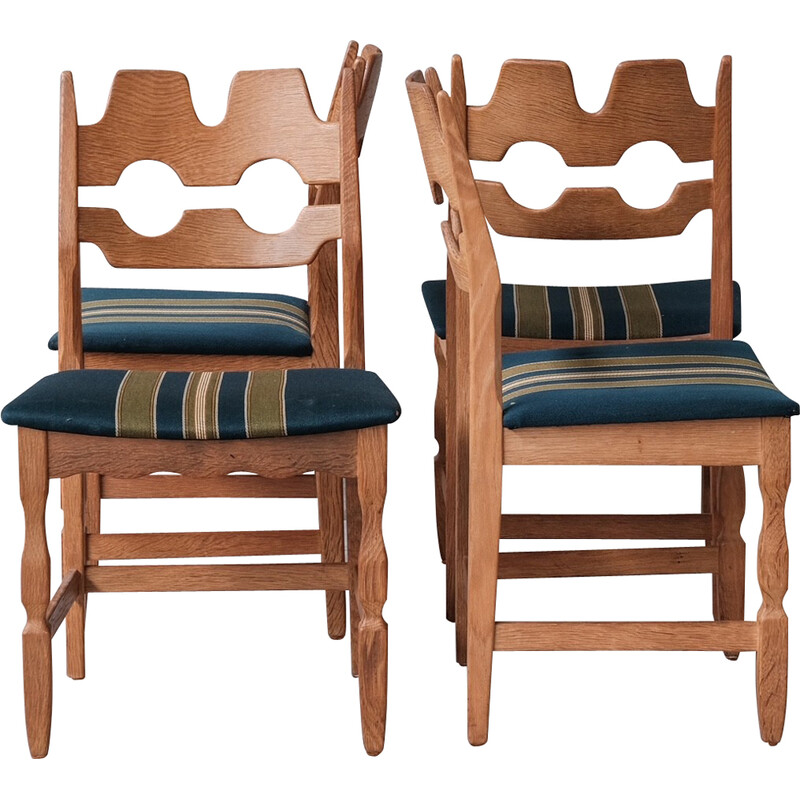 Conjunto de 4 cadeiras de carvalho vintage "Razor" de Henning Kjaernulf, Dinamarca 1960