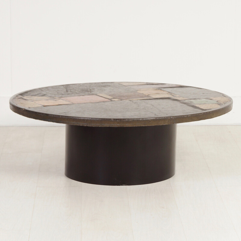 Multi-coloured round coffee table by Paul Kingma - 1970s