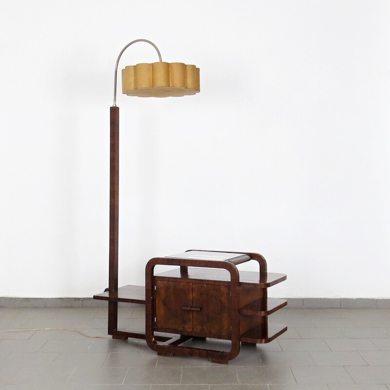 Vintage floor lamp with bar cabinet