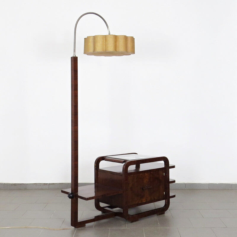 Vintage floor lamp with bar cabinet
