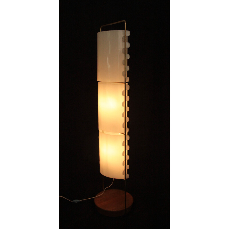 M1 floor lamp in brass, perspex and wood by Joseph-André Motte - 1950s