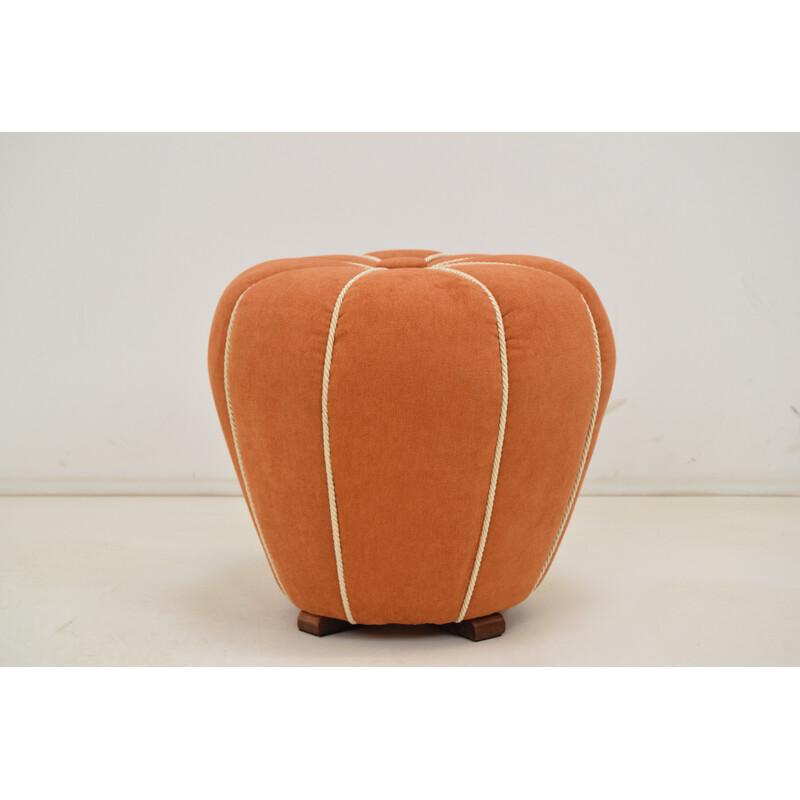 Vintage stool in wood and fabric by Jindřich Halabala, Czechoslovakia 1950