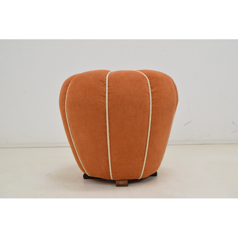 Vintage stool in wood and fabric by Jindřich Halabala, Czechoslovakia 1950