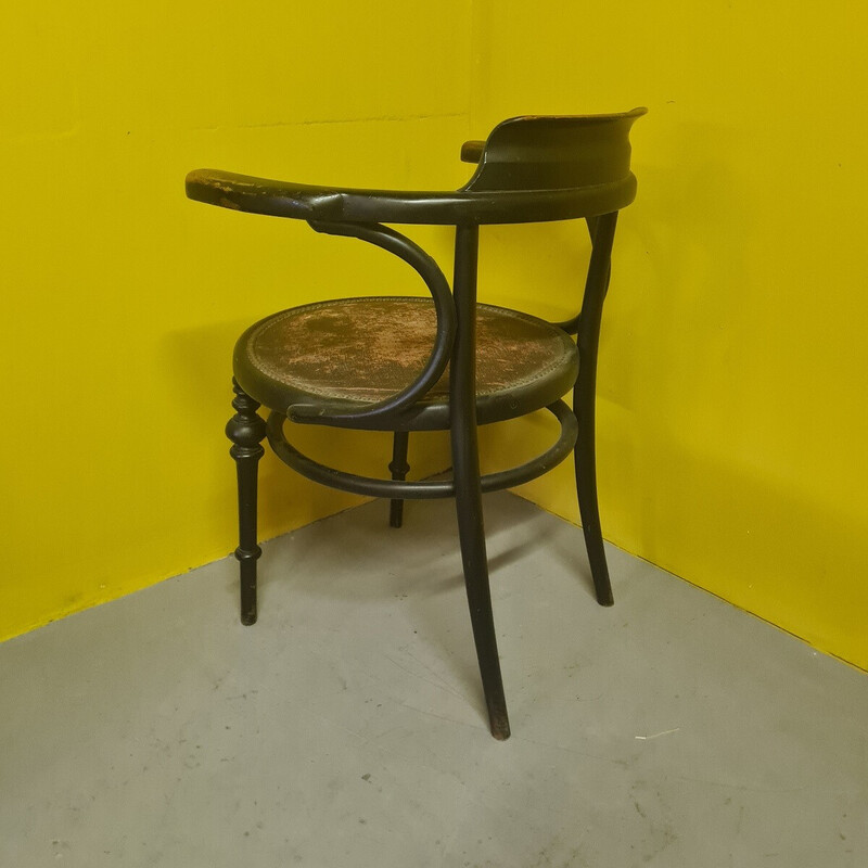 Chaise vintage en bois courbé avec assise en tissu