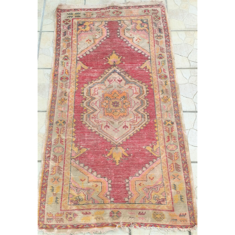 Vintage handmade wool oriental rug, 1960