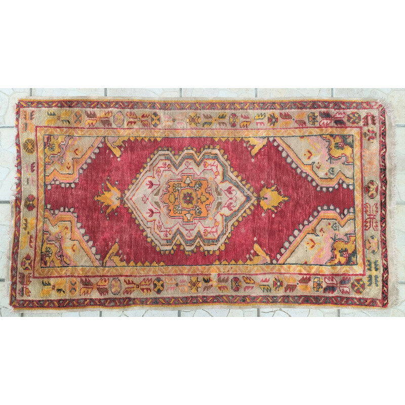 Vintage handmade wool oriental rug, 1960