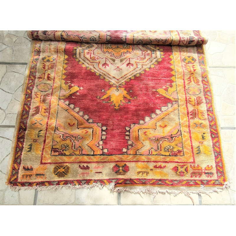 Vintage handmade wool oriental rug, 1960