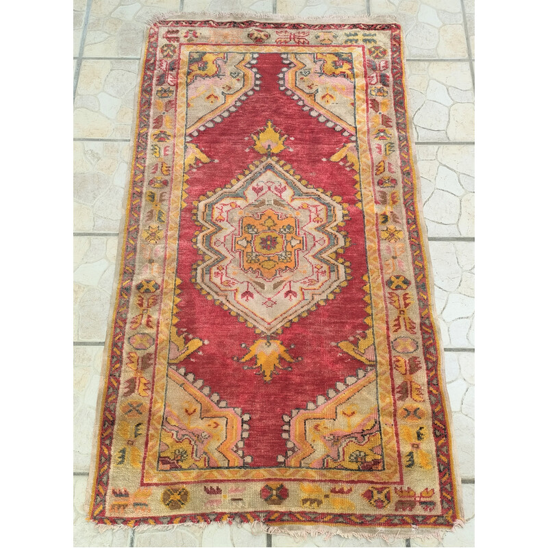 Vintage handmade wool oriental rug, 1960