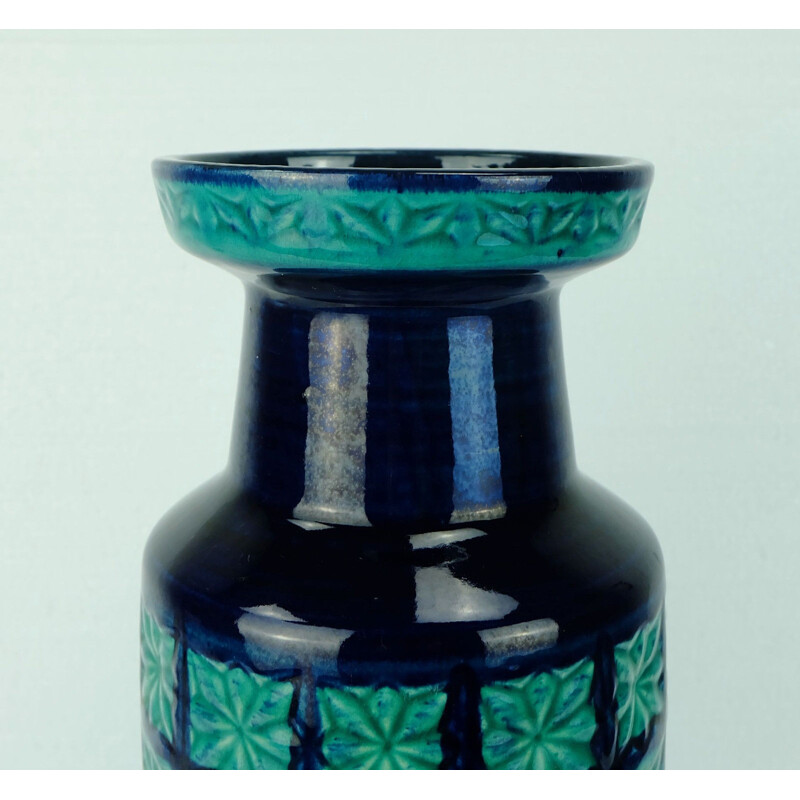Vase Prisma turquoise et bleu édition Scheurich - 1960