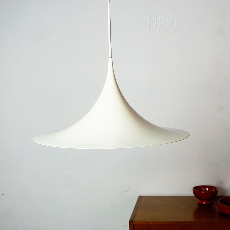 Scandinavische vintage witte Semi hanglamp van Bonderup en Thorup voor Fog en Mørup